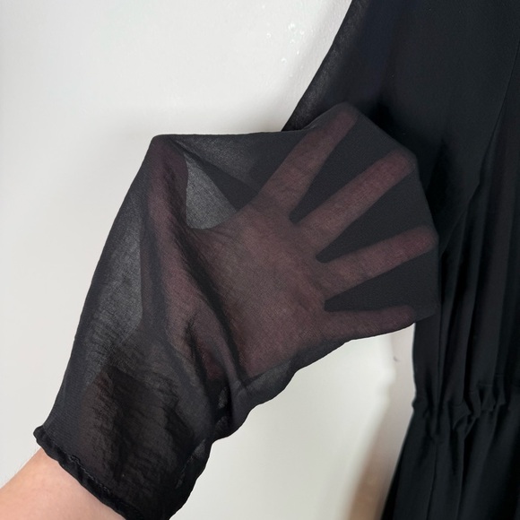 MISA Tanaz Black Bohemian Midi Dress Tassel Trim Resort Style - Picture 6 of 9